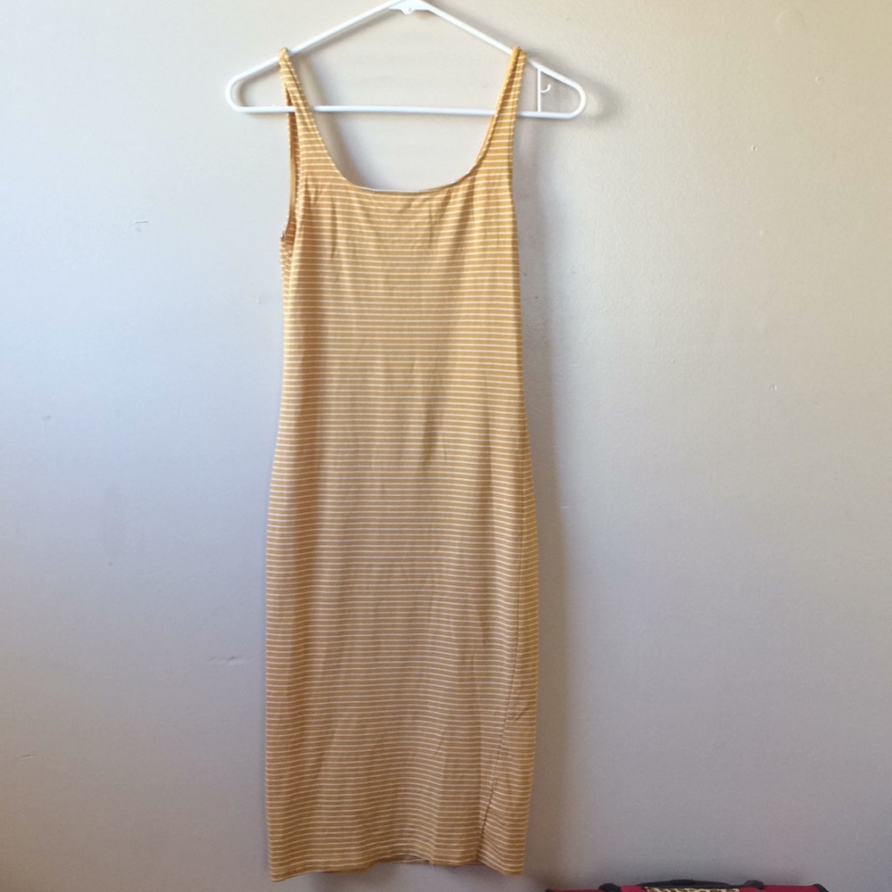 White and yellow stripe dress